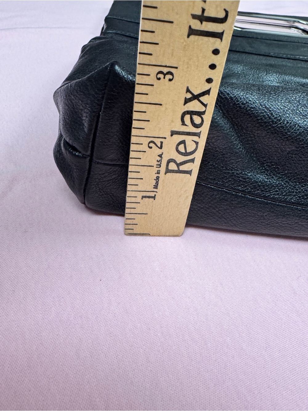 Banana Republic Black Leather Clutch with Metal Cutout Handle - Picture 4 of 8